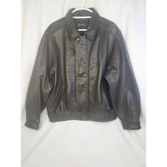 Eddie Bauer Other - Eddie Bauer Men's Leather Jacket L Brown Genuine Leather Distressed